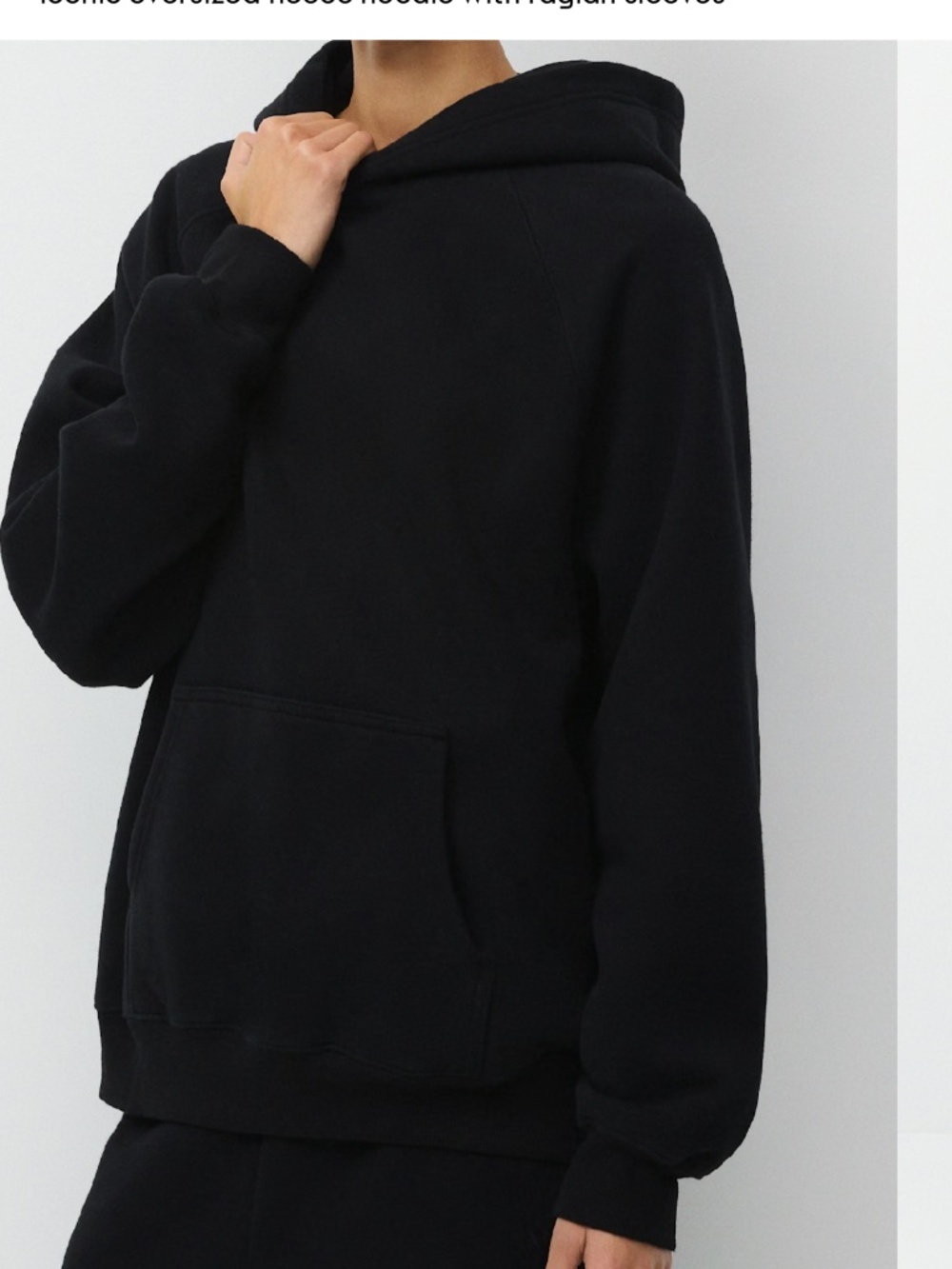TNA Aritzia Black Pullover Hoodie Sweatshirt Size S Fleece Kanga Pocket
